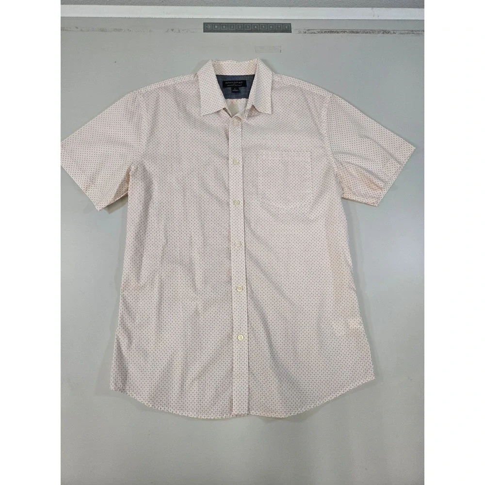 Banana‎ Republic Mens Slim Fit Stretch S/S Button Down Shirt 2 Pack Geometric L